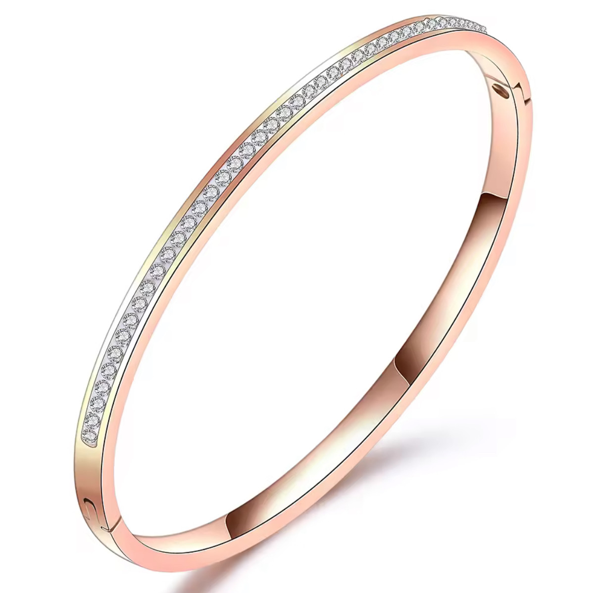 Браслет 1 ряд фіанітів (золотистий rose gold)