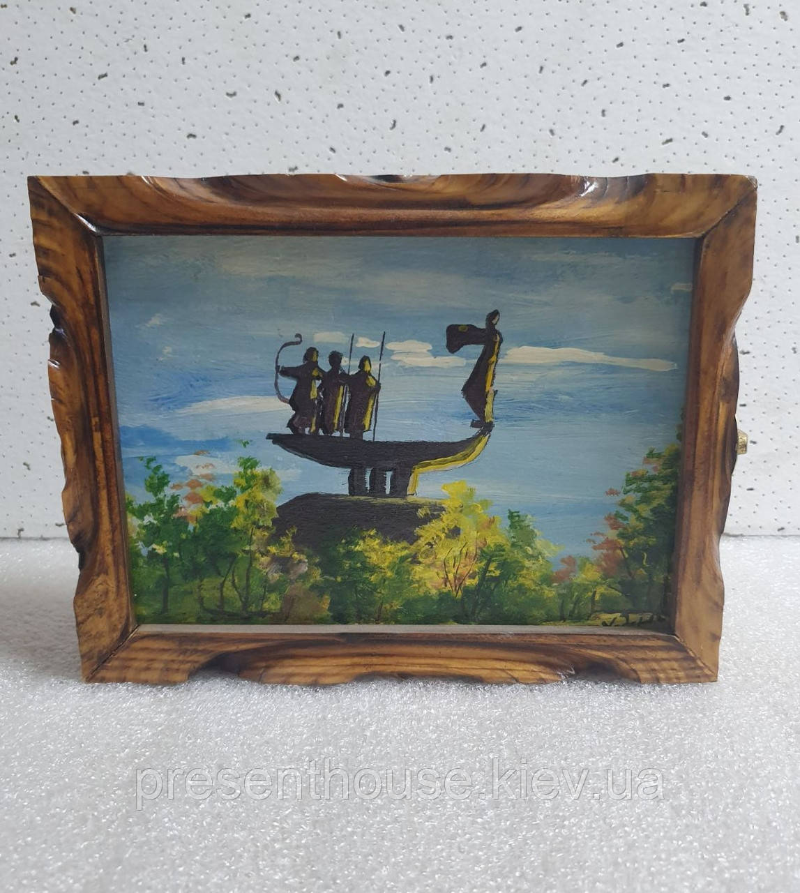 Ключниця дерев'яна з художнім розписом  Пам'ятник засновникам Києва, фото 1
