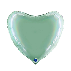 36" GRABO-ГР 063 СЕРЦЕ Голографія Сатин Тіфані | Rainbow Holographic Platinum Tiffany (УП)