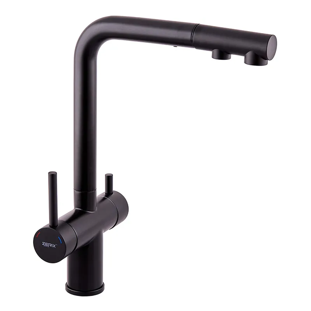 Смеситель кухонный на две воды Zerix LUX-024 Black с