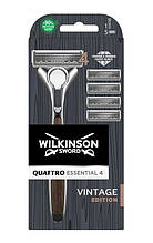 Станок для гоління чоловічий Wilkinson Sword Quattro Titanium Vintage Clampack + 4 змінні картриджі