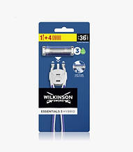 Станок чоловічий для гоління Wilkinson Sword Essentials 3 Hybrid з 4 змінними картриджами