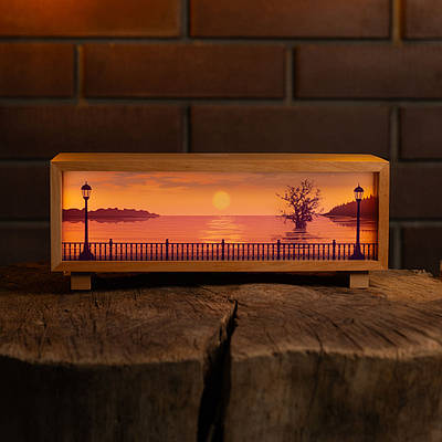 Нічник-панорама “Набережна”, лаковане дерево (LED, Акумулятор, USB Type-C)