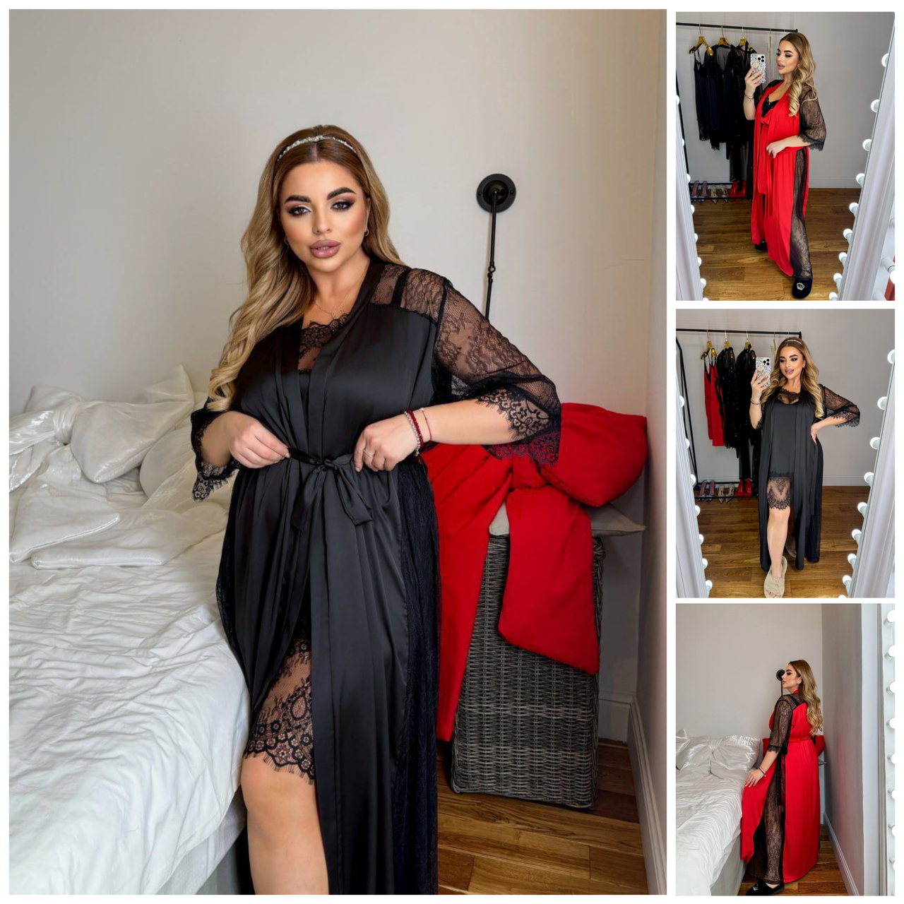 46-60 Ошатний шовковий домашній халат, фото 1