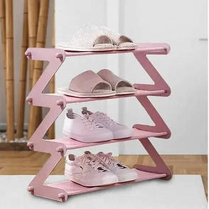Полиця-стійка-органайзер для взуття на 4 полиці Shoe Rack Amazin рожева, фото 1