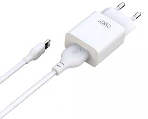 Мережевий зарядний пристрій XO L99  2.4A + кабель lightning White