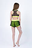 Костюм топ і подвійні шорти з сіткою дитячий спортивний на дівчинку з біфлексу Жасмин р. 26-44, фото 2