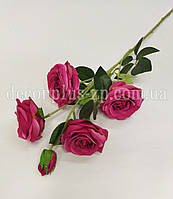 Гілка троянди 4-ка + бутон. Фуксія
