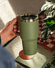 Термостакан (ізольована чашка) Bohtal з ручкою з нержавіючої сталі Tumbler Green 900 ml, фото 4