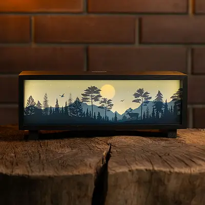 Нічник-панорама “Нічний ліс”, чорний (LED, Акумулятор, USB Type-C)