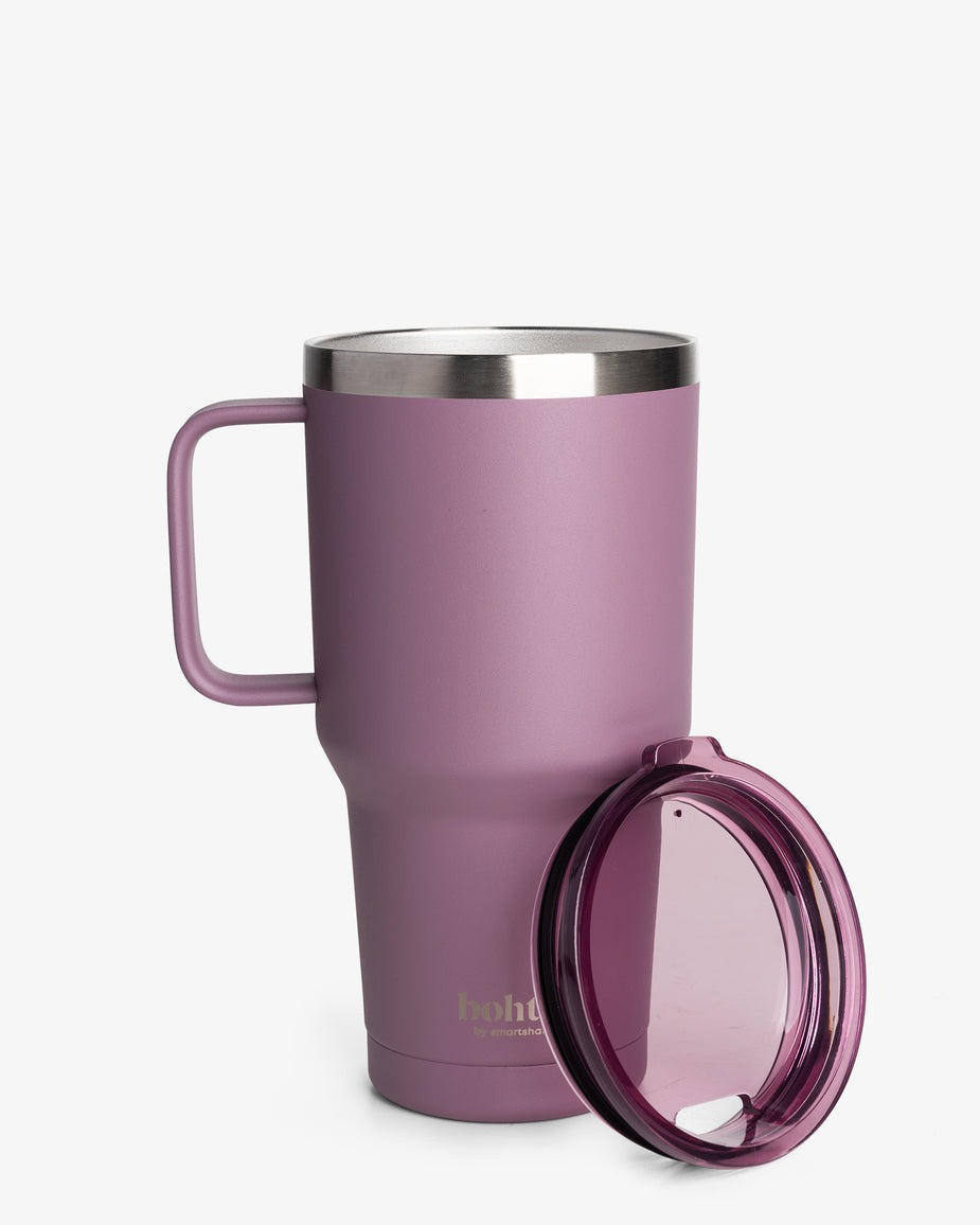 Термостакан (ізольована чашка) Bohtal з ручкою з нержавіючої сталі Tumbler Plum 900 ml