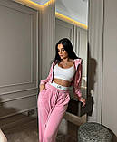 Костюм-трійка жіночий велюровий кофта + штани + топ 42-44 46-48, фото 5