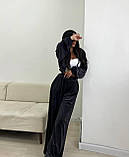 Костюм-трійка жіночий велюровий кофта + штани + топ 42-44 46-48, фото 6