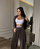 Костюм-трійка жіночий велюровий кофта + штани + топ 42-44 46-48, фото 8