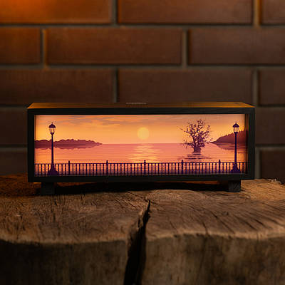 Нічник-панорама “Набережна”, чорний (LED, Акумулятор, USB Type-C)