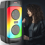 Музична колонка велика bluetooth з AUX-входом пульт ду RGB-підсвіткою мікрофоном функцією радіо zqs4246, фото 9