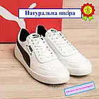 Чоловічі кросівки з натуральної шкіри білі Puma Ferrari літні легкі шкіряні кросівки, фото 11