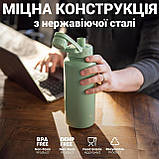 Пляшка для води металева з подвійною вакуумною ізоляцією Bohtal Insulated Sports Bottle 960 ml/32 oz Green, фото 3
