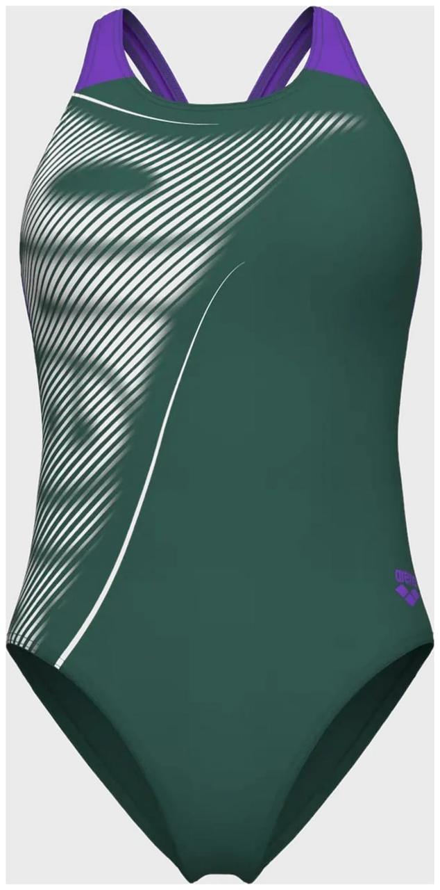 Купальник закритий для жінок Arena BRIGHT GLARE SWIMSUIT V BACK зелений Жін 42