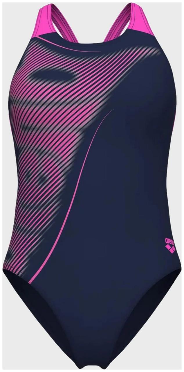 Купальник закритий для жінок Arena BRIGHT GLARE SWIMSUIT V BACK фіолетовий Жін 44