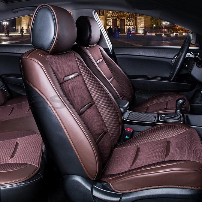 Каркасні чохли-накидки на передні сидіння CarFashion, модель BUSINESS FRONT, коричневий/коричневий, фото 1