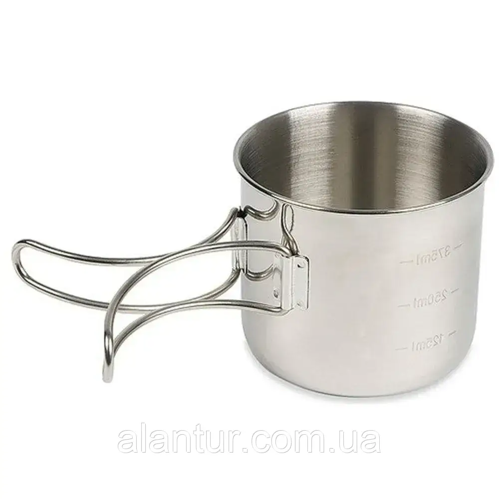 Кружка Tatonka Handle Mug 0.5 л з нержавіючої сталі зі складною ручкою, срібляста, фото 1