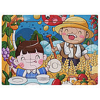 Дитячий дерев'яний пазл-вкладиш "На дачі у діда" MD 1354-1, 12 елементів 15 х 11 х 0,4 см