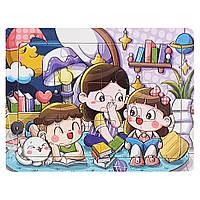 Дитячий дерев'яний пазл-вкладиш "Веселі історії" MD 1343-3, 12 елементів 15 х 11 х 0,4 см