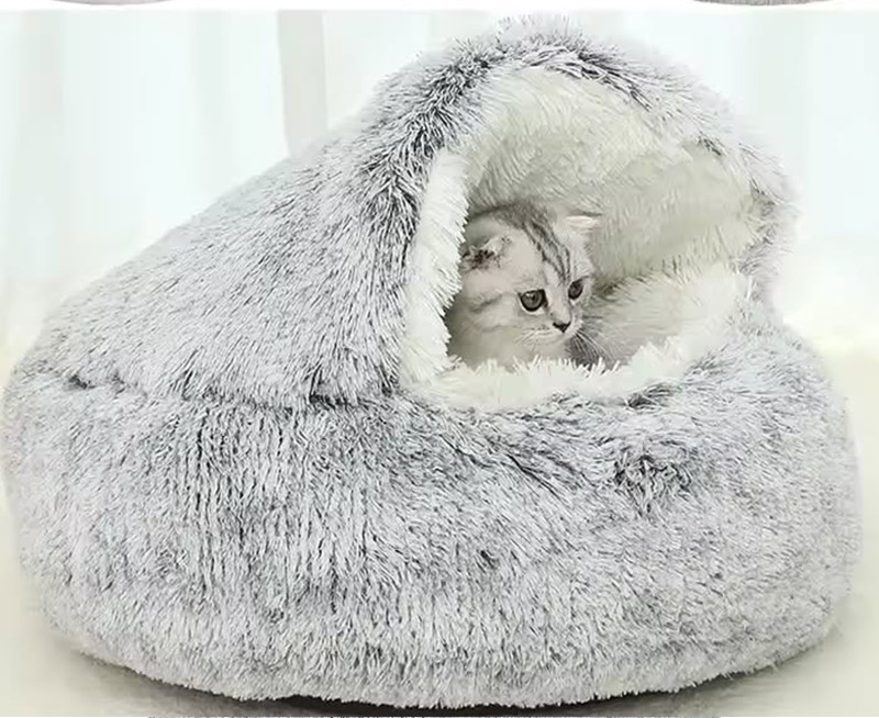 Лежак лежанка для котів та собак штучне хутро