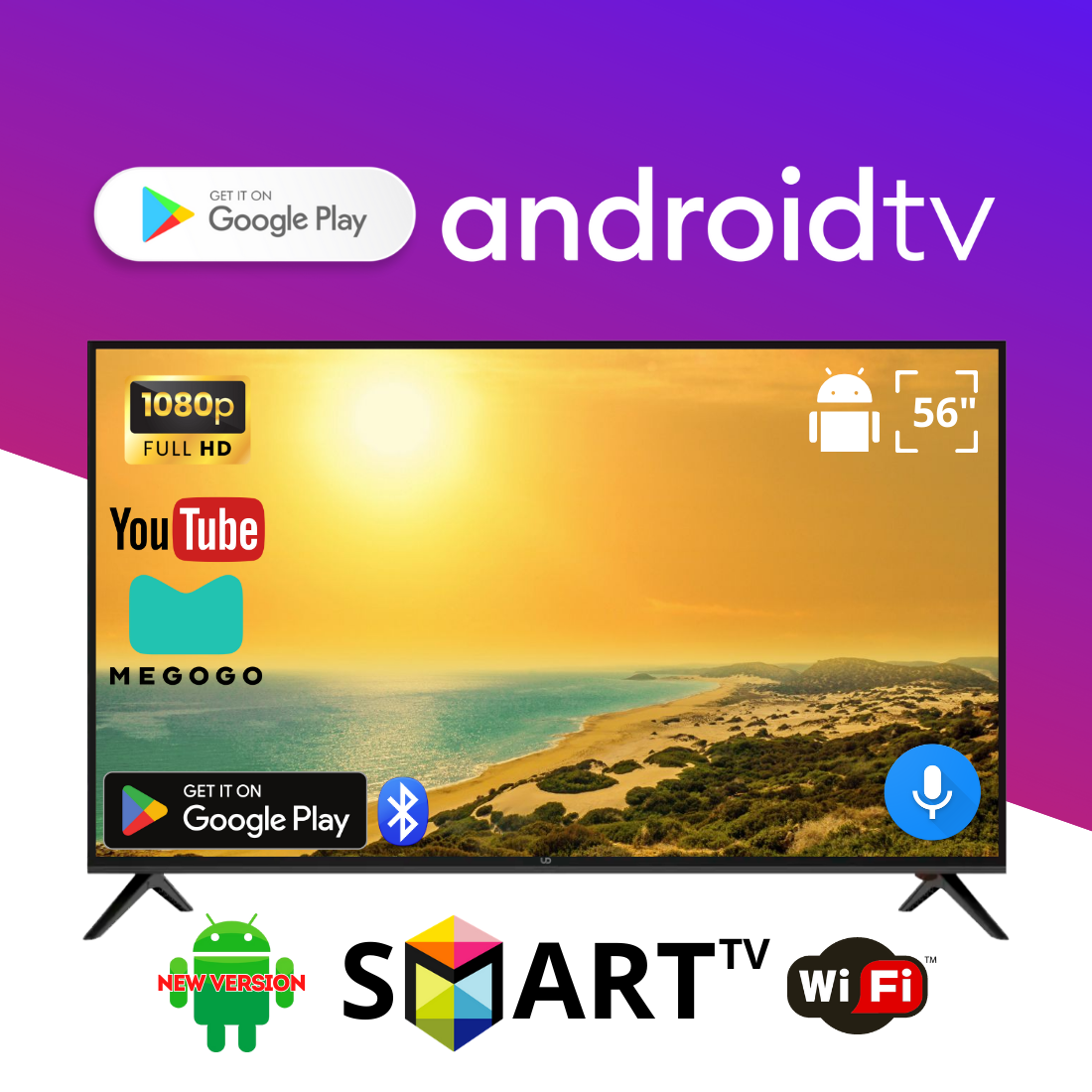 Телевізор UD 56" Android 13.0/Smart TV/DVB/T2/FullHD/USB блютуз пульт