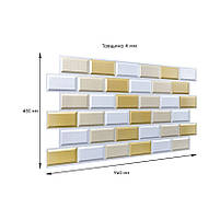 Декоративна ПВХ панель 960х480х4мм Біло-бежева клінкерна цегла SW-00001430, фото 2
