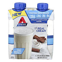 Atkins, насичений протеїном коктейль, Creamy Cinnamon Swirl, 4 коктейлі по 325 мл (11 рідк. унцій)