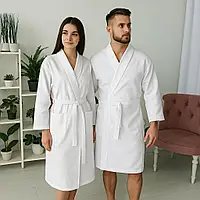 Легкий халат Luxyart Кимоно размер (50-52) L 100% хлопок белый (LS-3847)