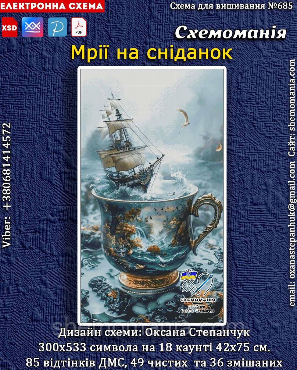 (Електронна)Схема для вишивання хрестиком або петитом: "Мрії на сніданок.", фото 1