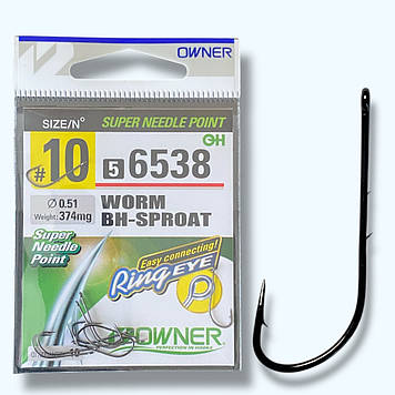 Гачки Owner 6538 Worm BH-Sproat 10 (10шт.)