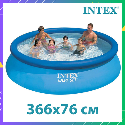 Басейн із надувним бортом круглий Intex 28130 366 х 76 см якісний великий для всієї родини, фото 1