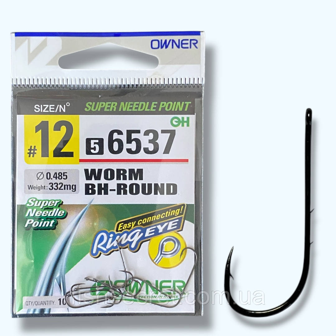 Гачки Owner 6537 Worm BH-Round 12 (10шт.)