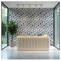 Декоративна ПВХ панель 960х480х4мм Чорно-біла мозаїка SW-00001432, фото 6