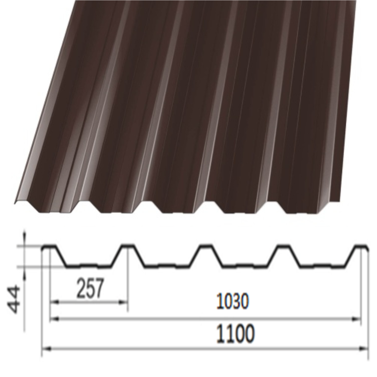 Профнастил НС-44 0.48 мм з матовим покриттям, фото 1