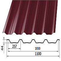 Профнастил НС-44 0.35 мм Ral 3005 поліестер (червоне вино)