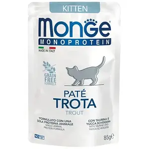 Вологий корм для кошенят Monge (Монж) Monoprotein Kitten 100% форель (паштет) 85 гр 28 шт