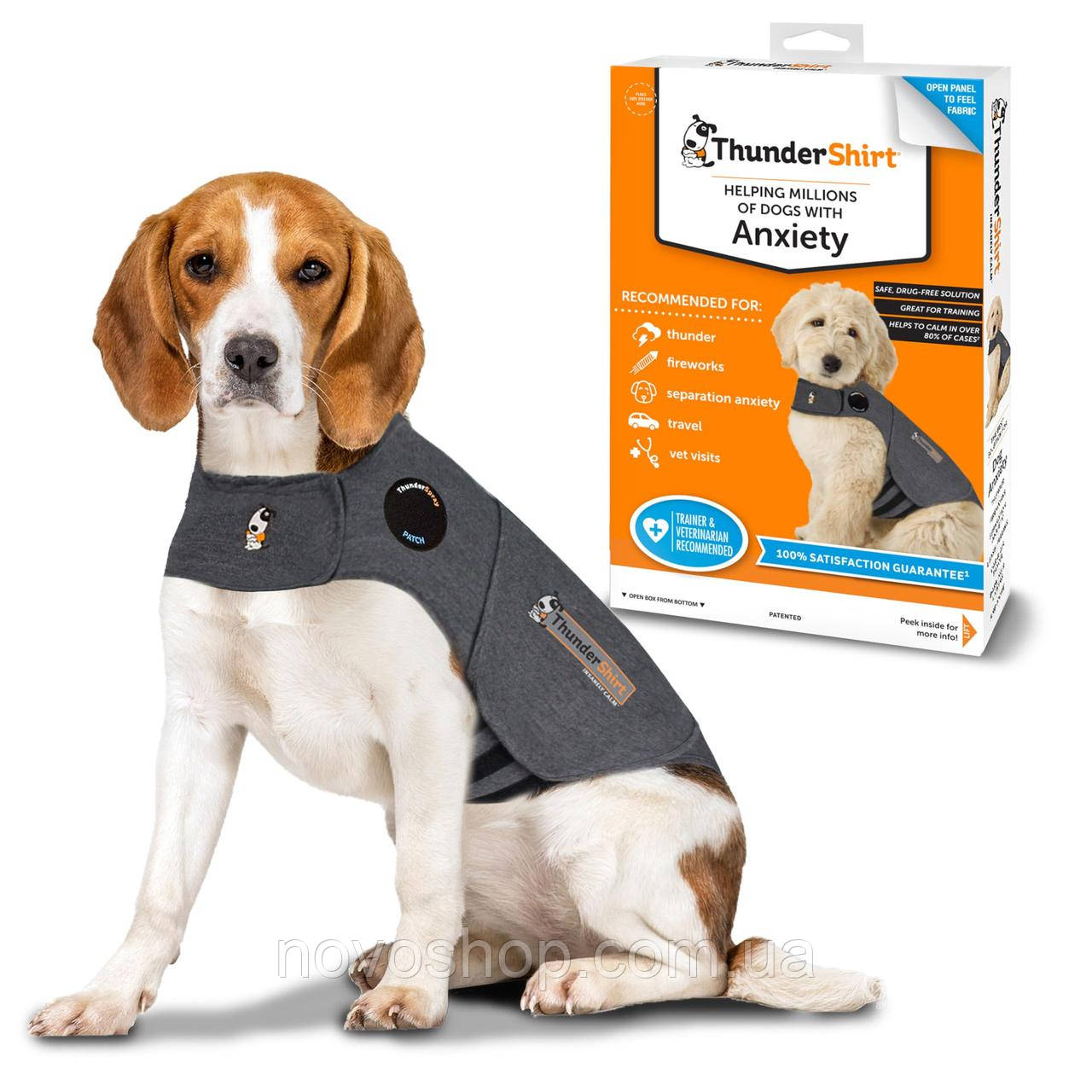 Розслаблююча жилетка для собак відчуваючих стрес ThunderShirt Compression shirt M Grey
