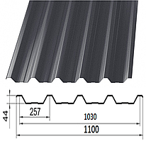 Профнастил НС-44 0.45 мм з матовим покриттям (цинк 120 г/м.кв)