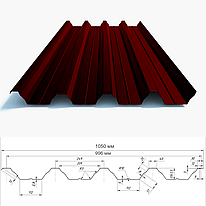 Профнастил НС-57 0.4 мм Ral 3005 поліестер (червоне вино)