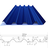 Профнастил НС-57 0.4 мм Ral 5005 поліестер (синій насичений)