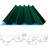 Профнастил НС-57 0.45 мм Ral 6005 поліестер (зелений мох)