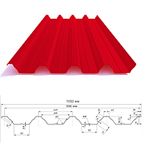 Профнастил НС-57 0.45 мм з матовим покриттям Ral 3011 мат (червоний)