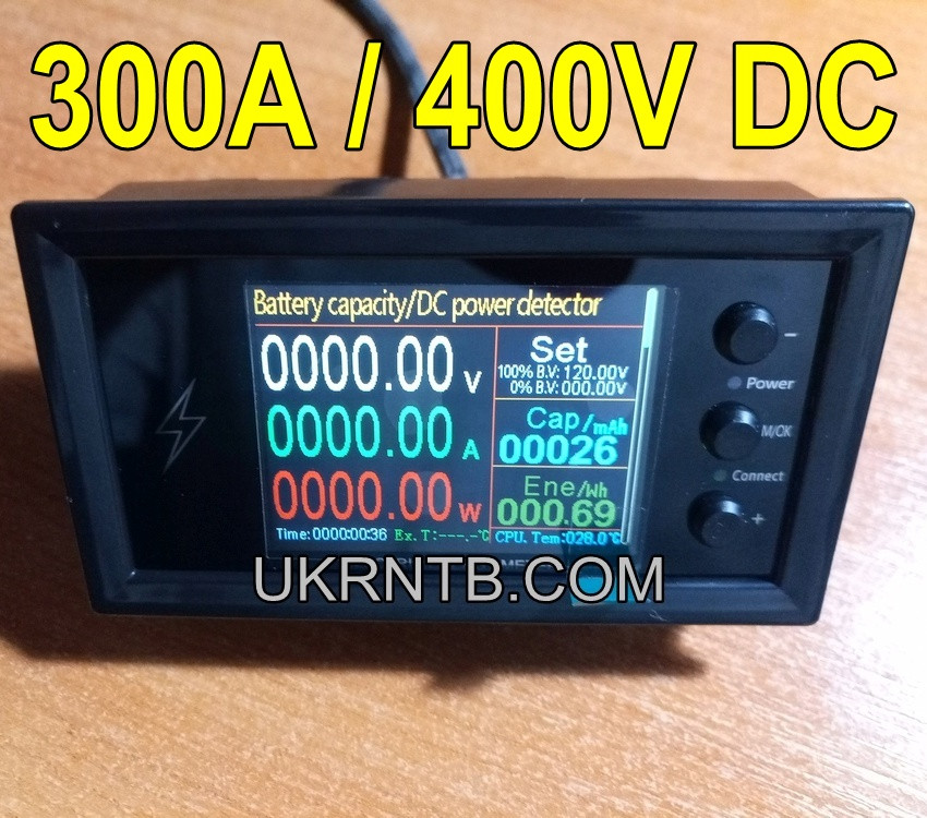 Тестер ємності акумуляторів (заряд/розряд) / 0-300 А, 0-400 В / Wi-Fi + Інтернет / Вольтметр / Амперметр / Ватметр