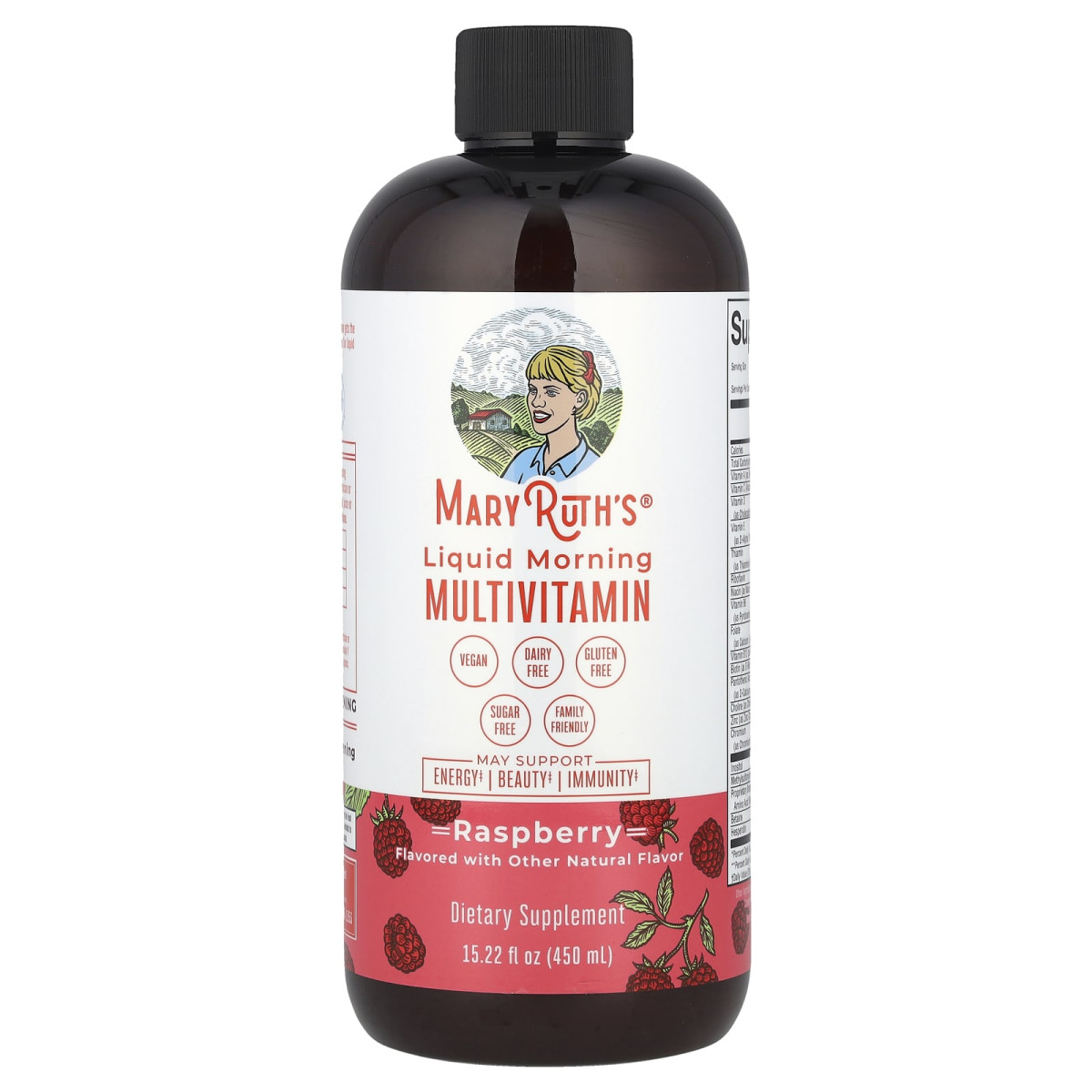 MaryRuth's, мультивітаміни в рідкій формі для прийому зранку, малина, 450 мл (15,22 рідк. унції)