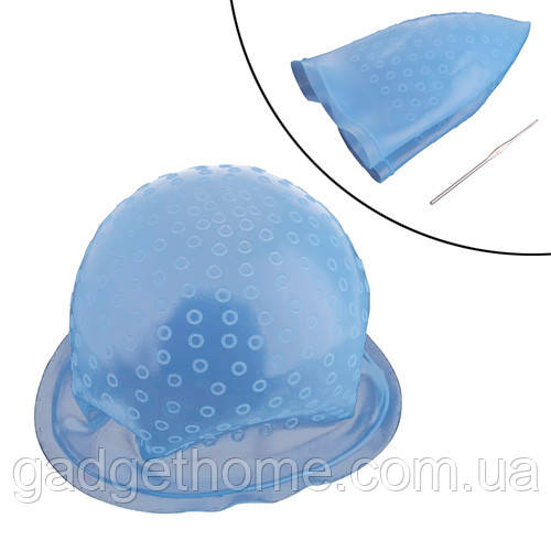 ТОП! Шапка шапочка для мелірування волосся з гачком багаторазова, силіконова - (gHome), фото 1